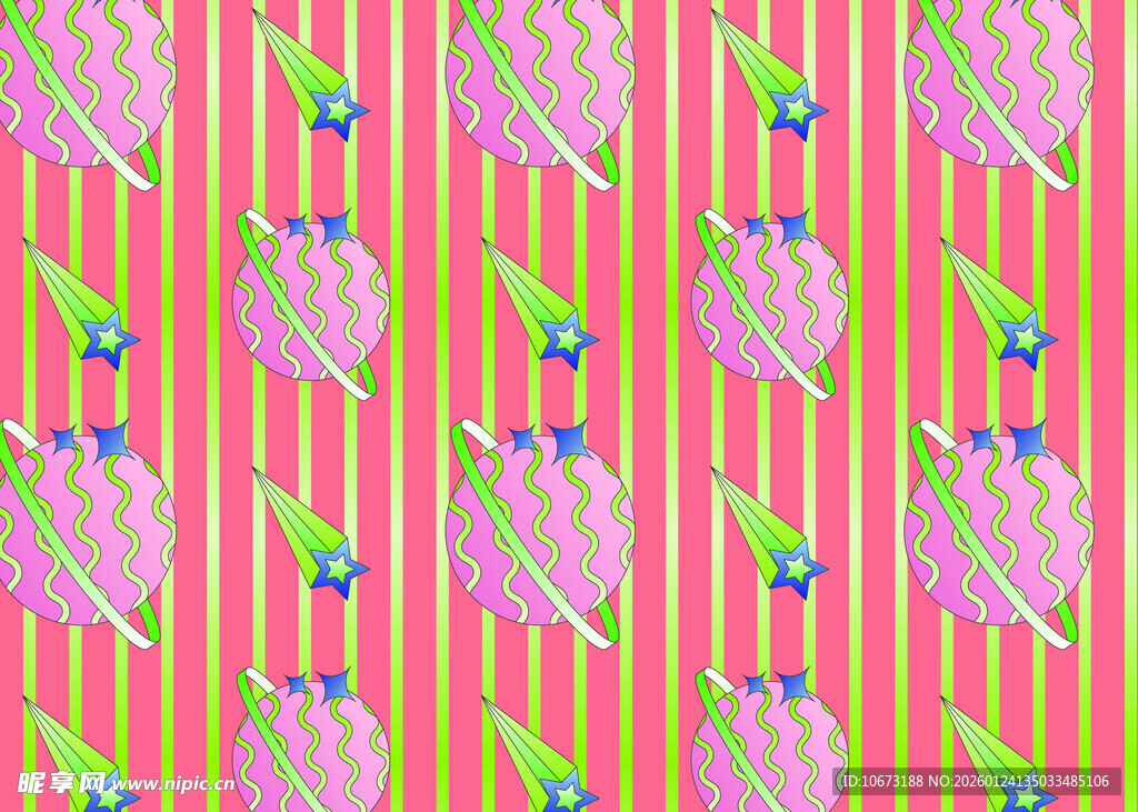 粉色条纹背景的水果图案