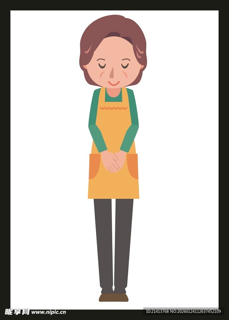 穿围裙的微笑女性