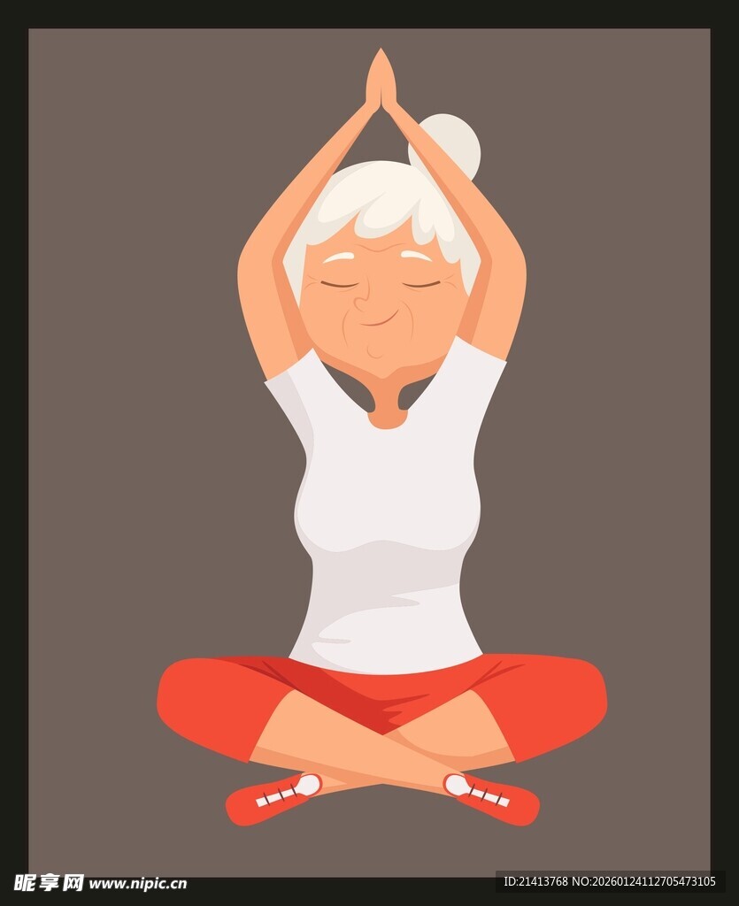 老年女性做瑜伽冥想