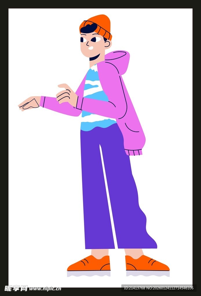 时尚穿搭的活力少年