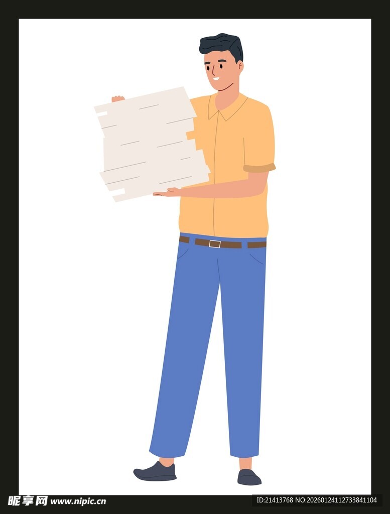 男子手持大幅纸张