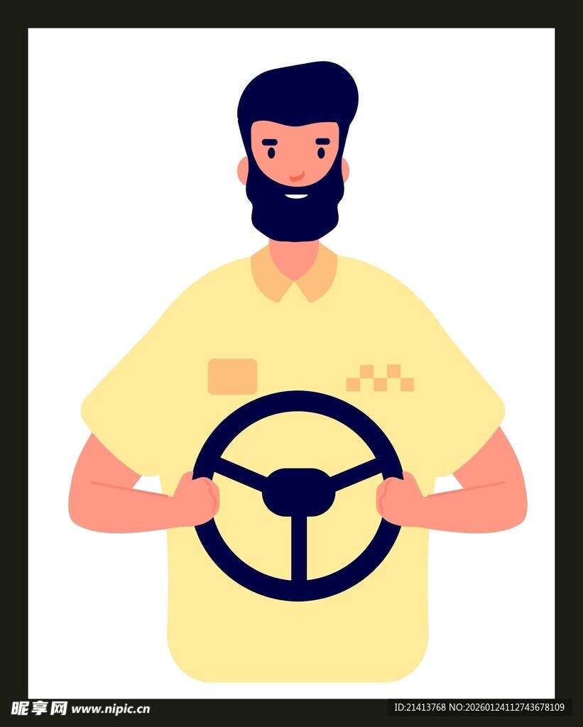 男子手握方向盘形象