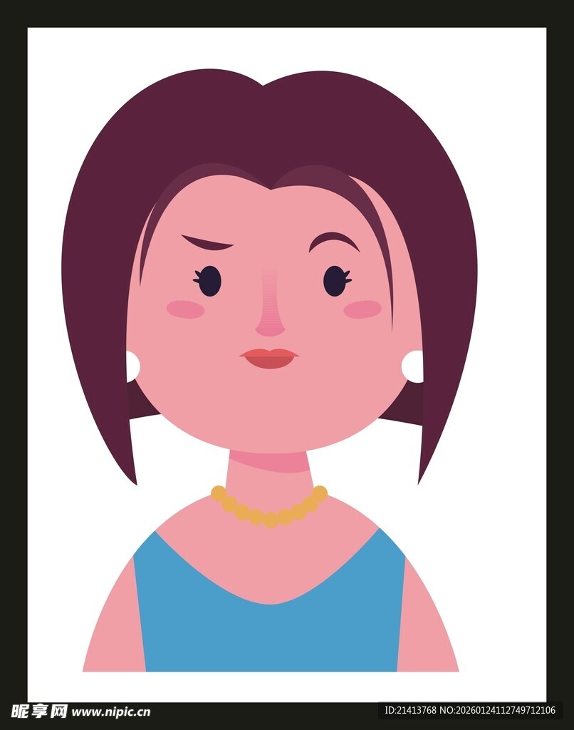 短发女士卡通形象