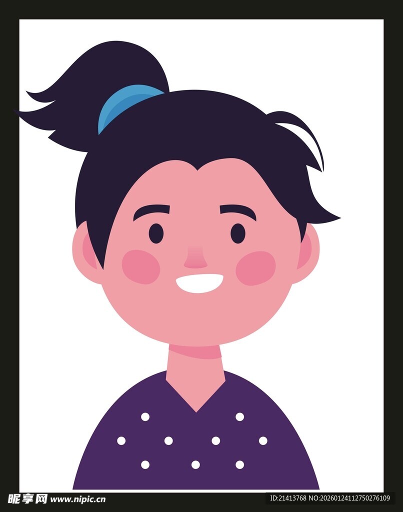 扎马尾的可爱女孩