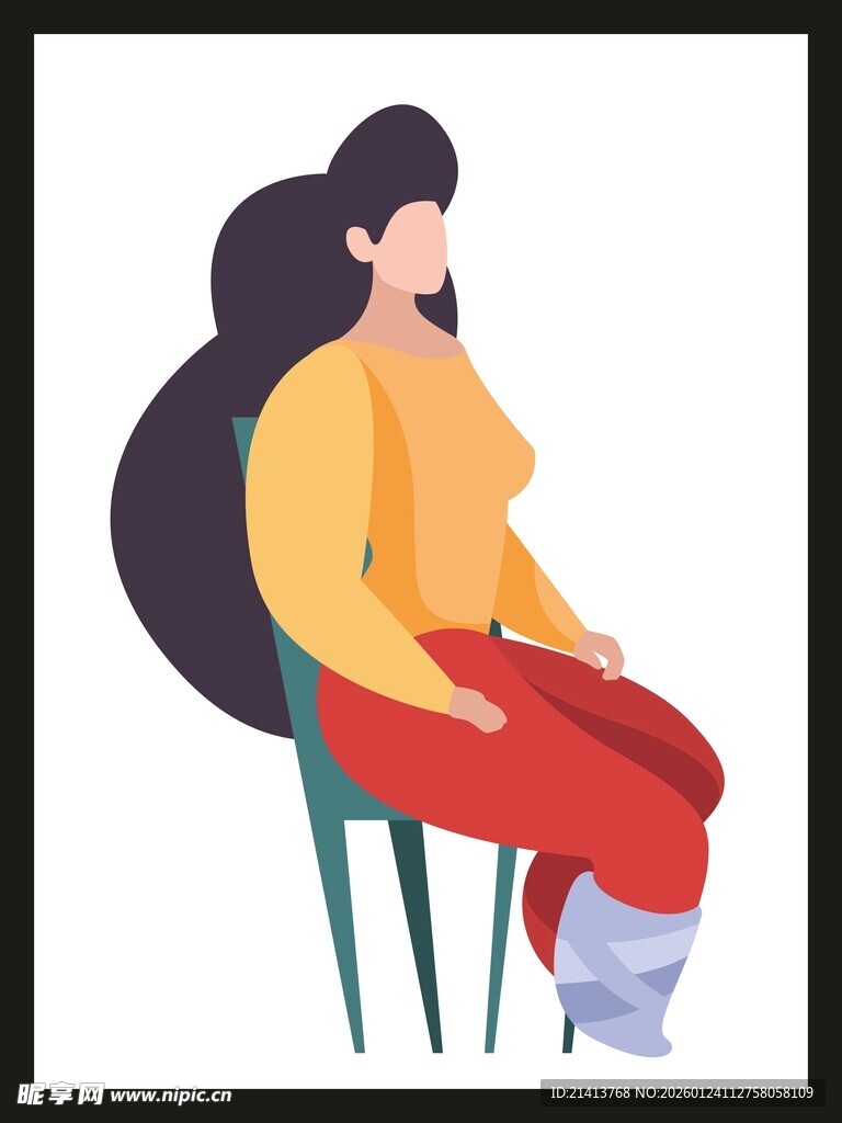 坐着的长发女性