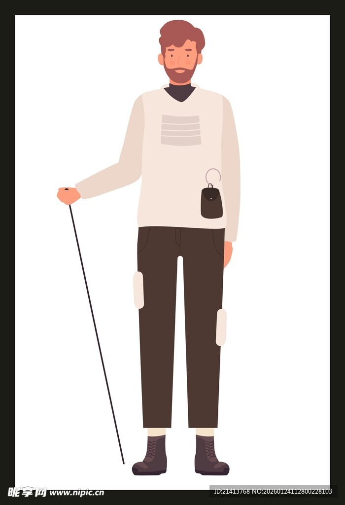 拄拐老人形象设计