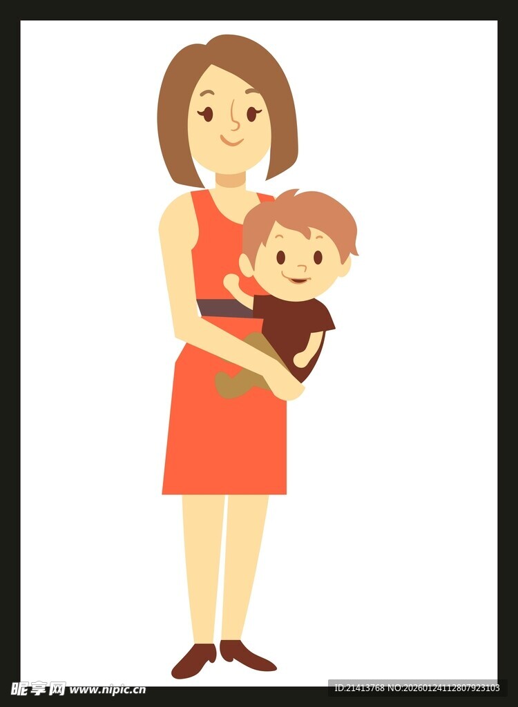 母亲怀抱孩子温馨瞬间