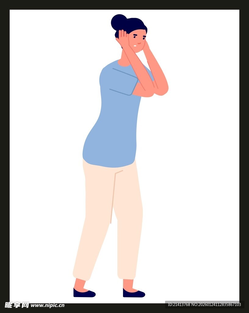 女子单手扶头显苦恼