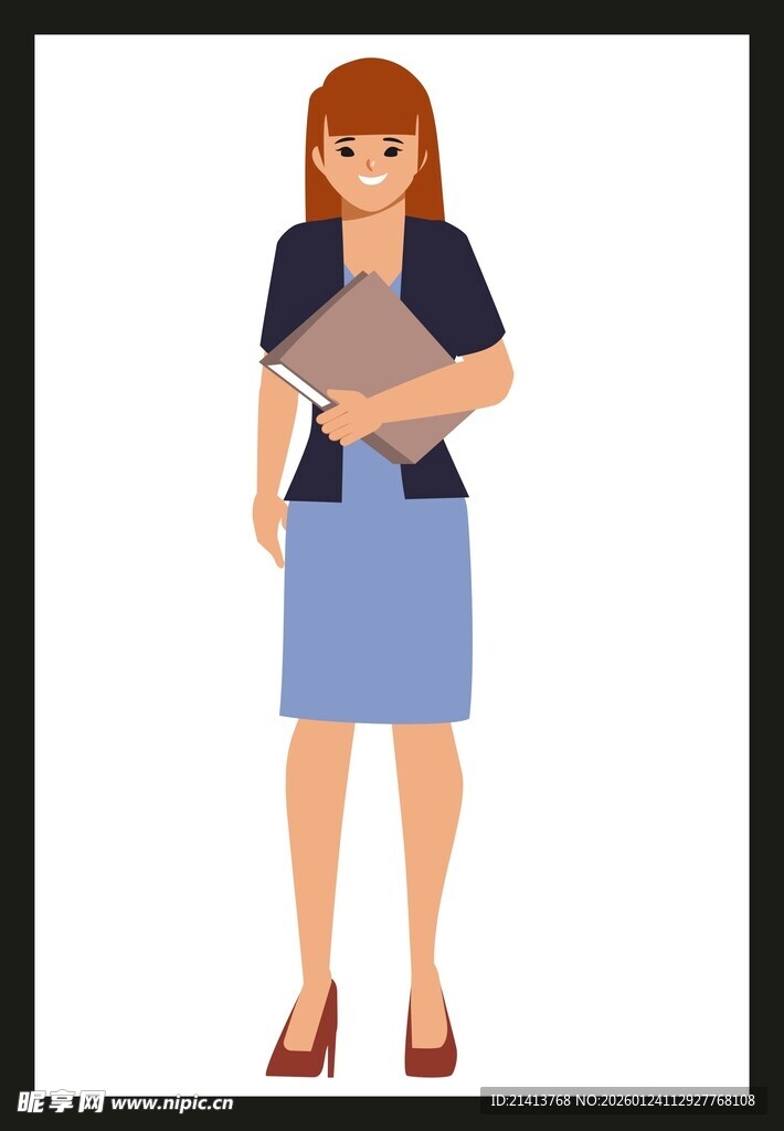 职业女性怀抱文件夹形象