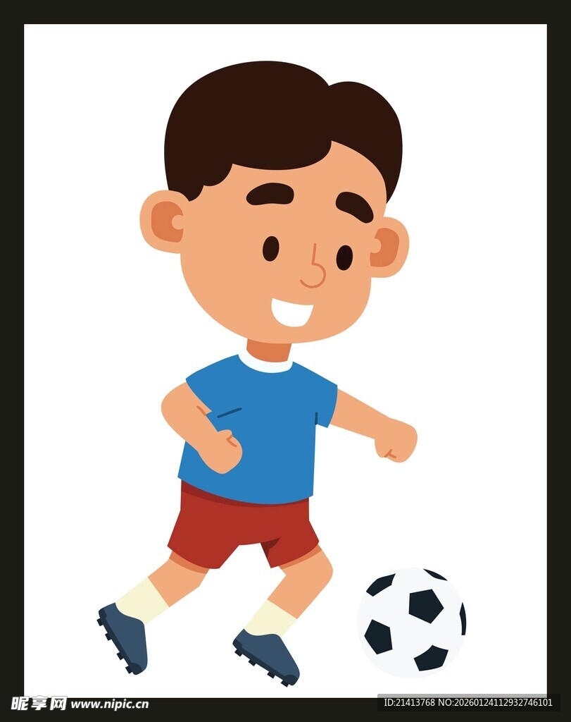 男孩踢足球瞬间