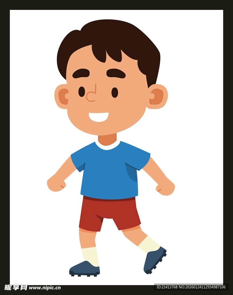 快乐奔跑的小男孩