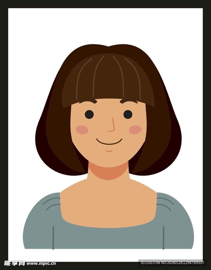 短发微笑女性头像