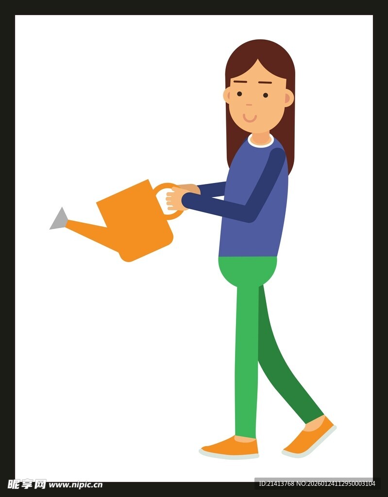 女子手持喷壶浇花