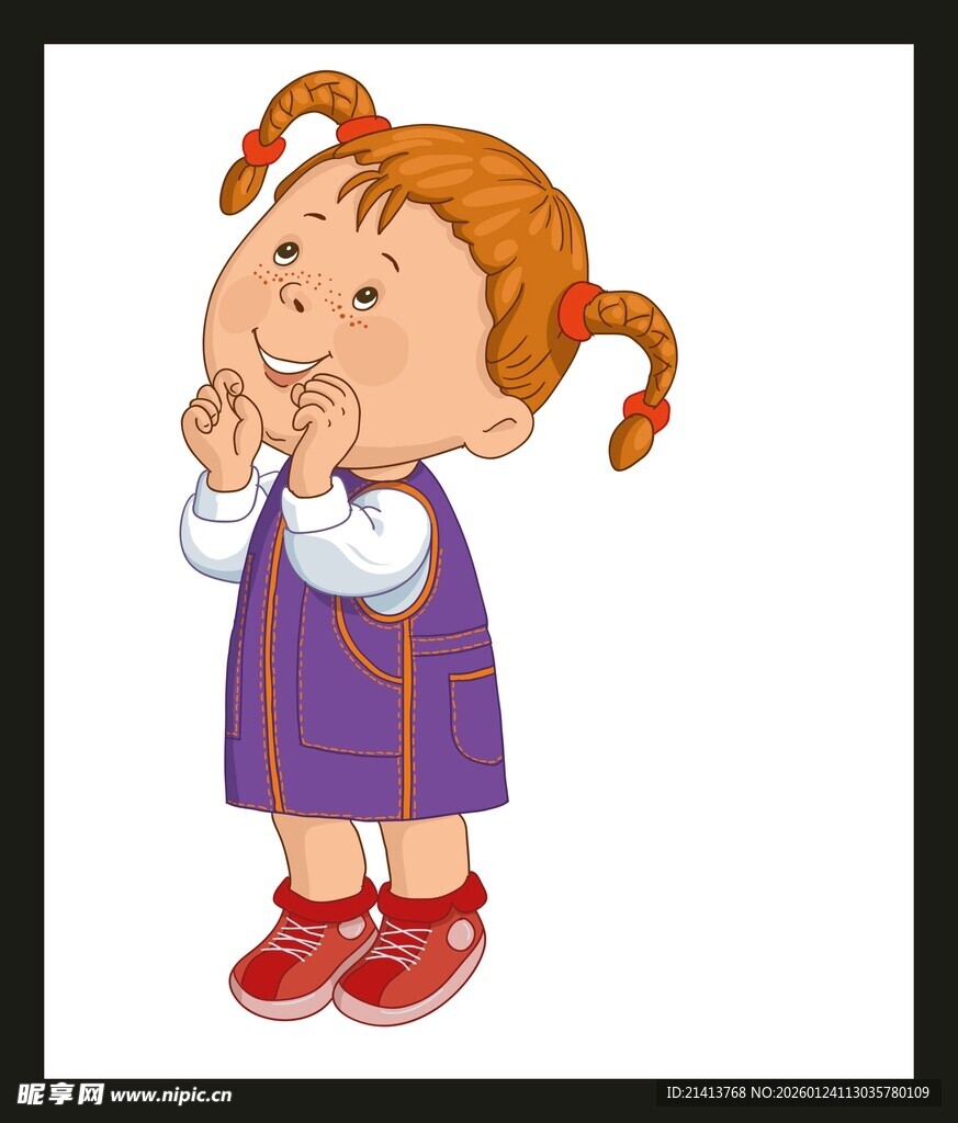 扎双辫的可爱小女孩