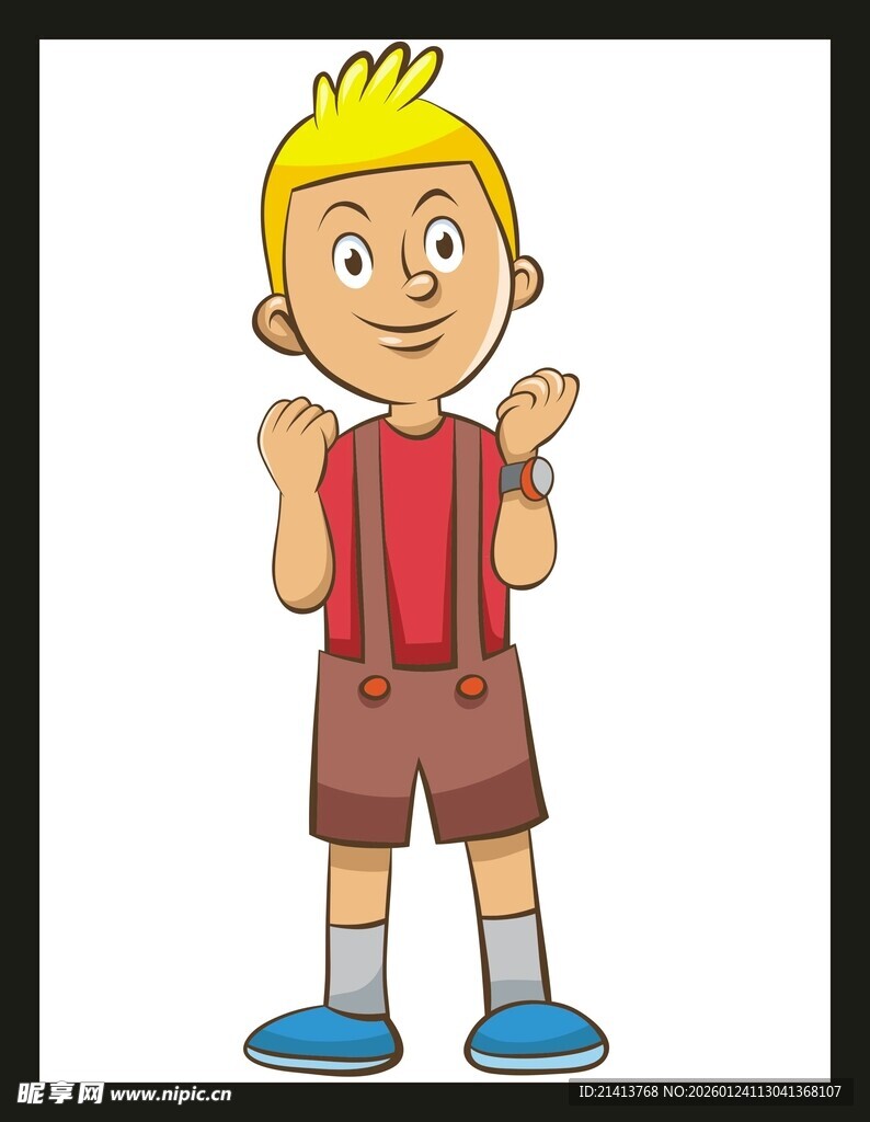 背着书包的开心小男孩