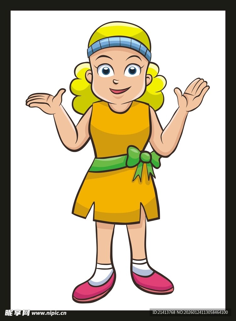 快乐金发女孩张开双手