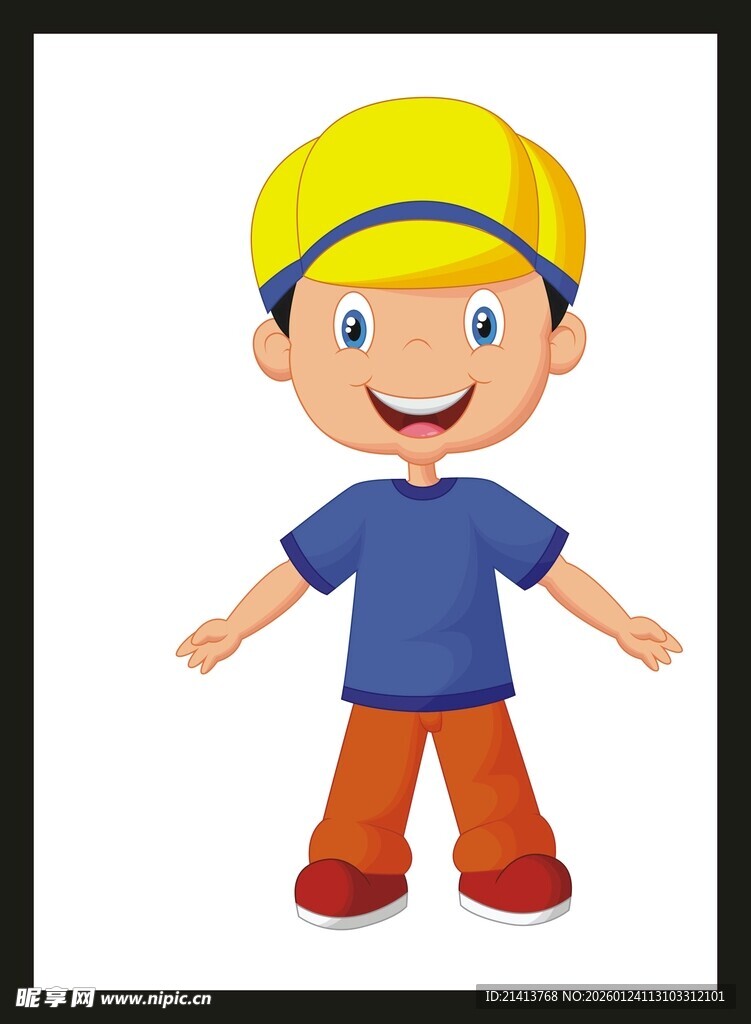 戴黄帽的欢乐小男孩