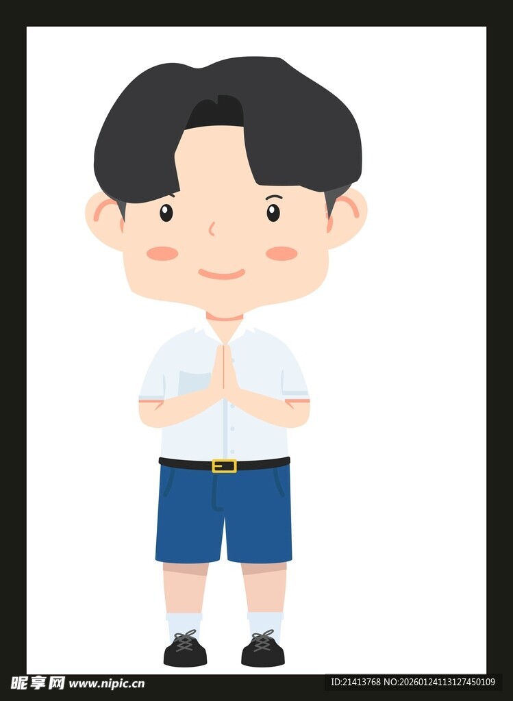 穿校服的可爱男孩