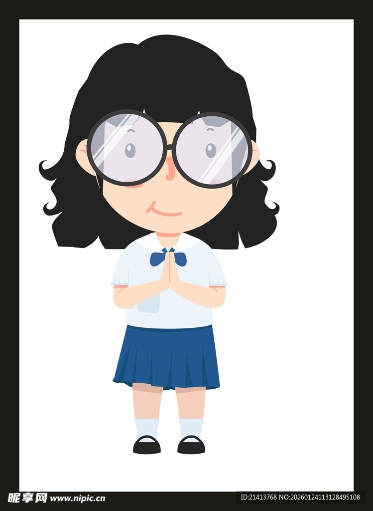 戴眼镜的可爱校服女孩