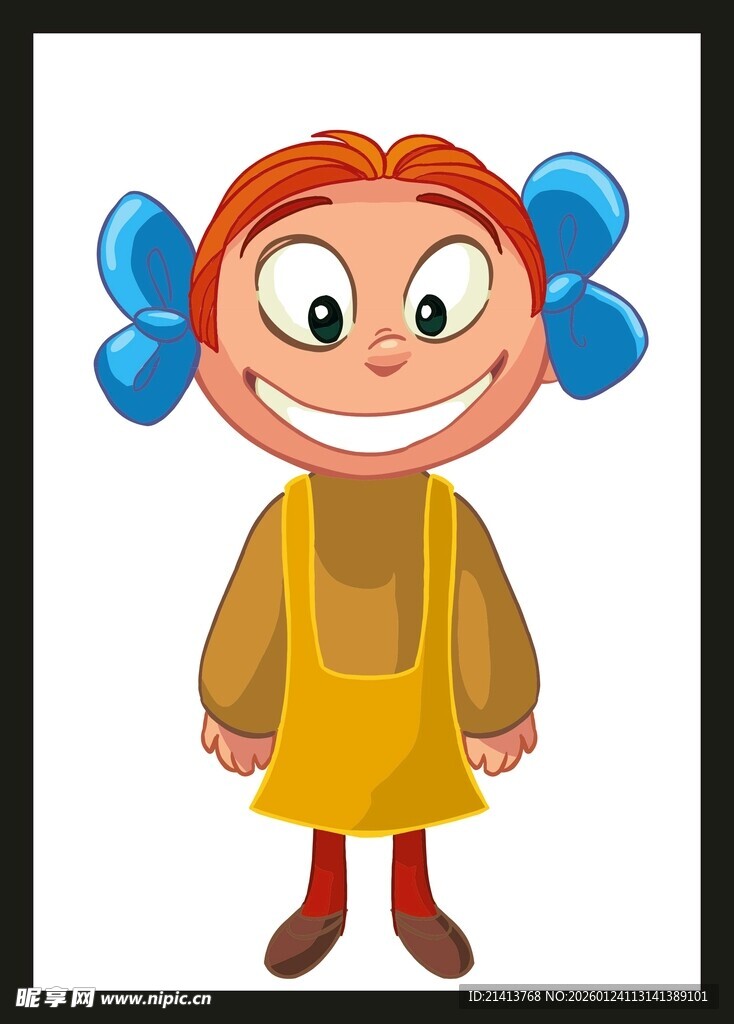 扎双马尾的欢乐小女孩