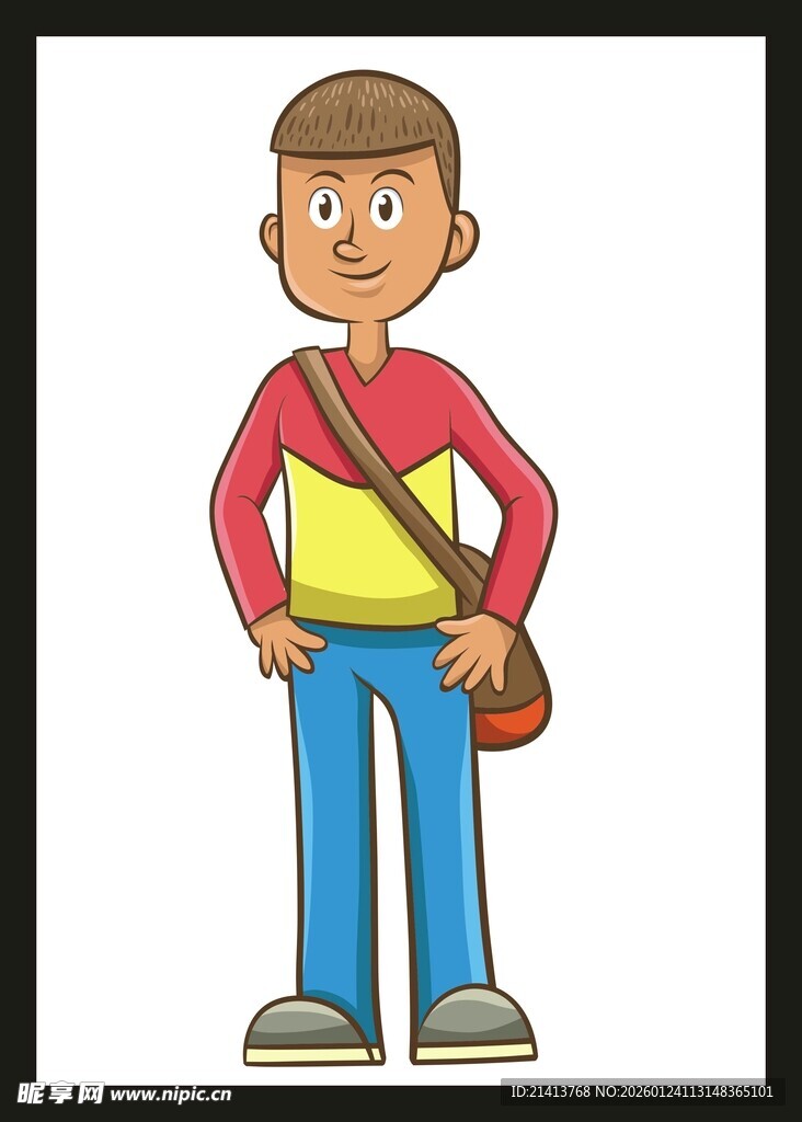 背着包的休闲男孩