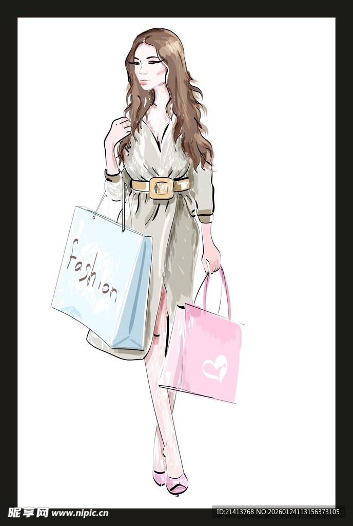 时尚女子手提购物袋