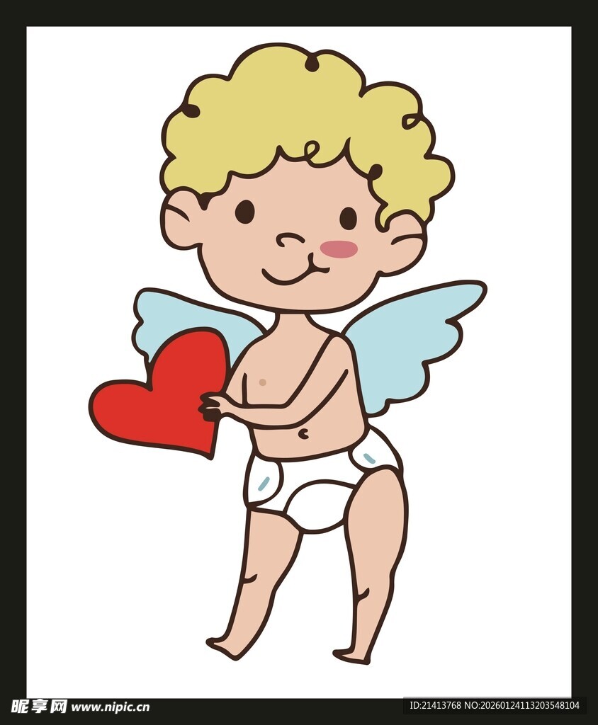 可爱小天使手持红心