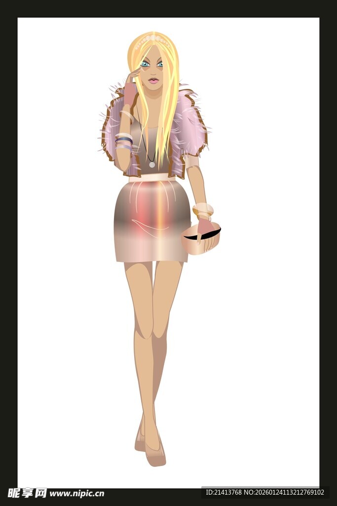 时尚金发女郎手提精致包