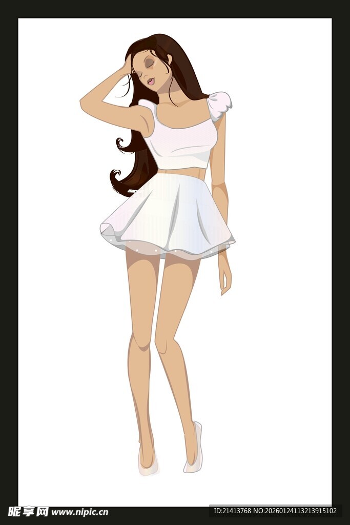 时尚短裙美女插画