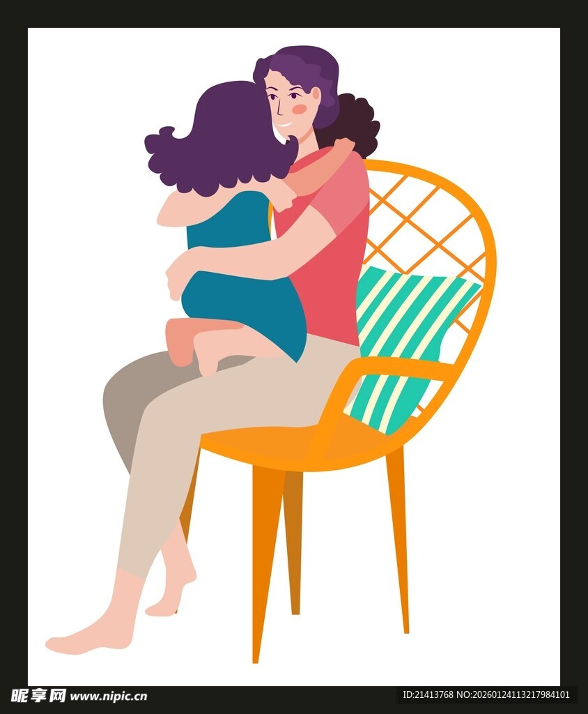 母亲怀抱孩子温馨画面