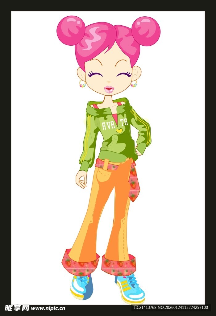 俏皮双马尾女孩时尚装扮