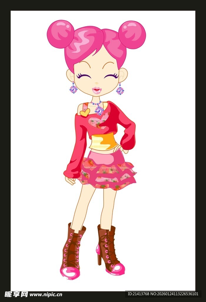 双马尾萌系红衣少女