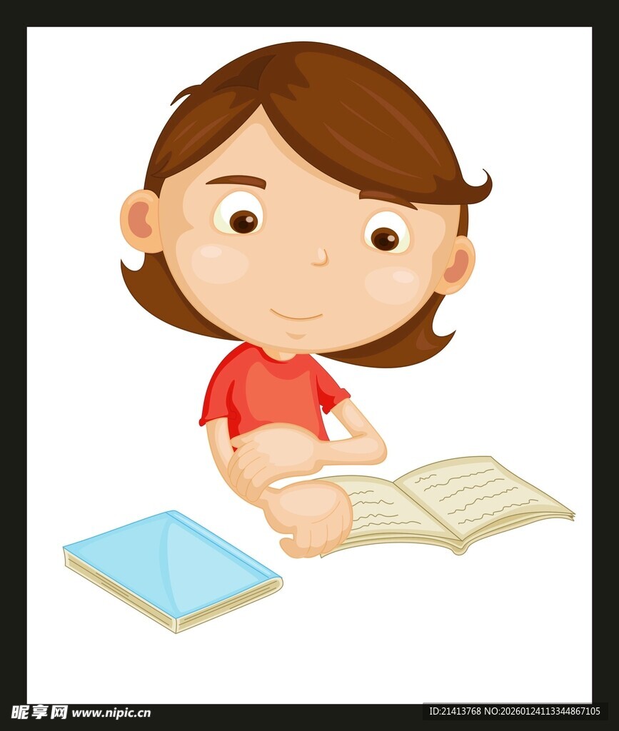 小女孩专注阅读书籍