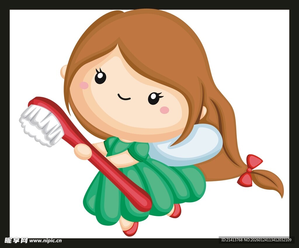 持牙刷的可爱小仙子