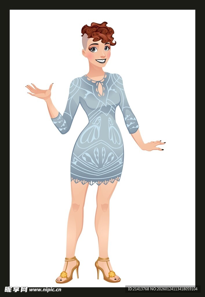 时尚女士展示优雅姿态