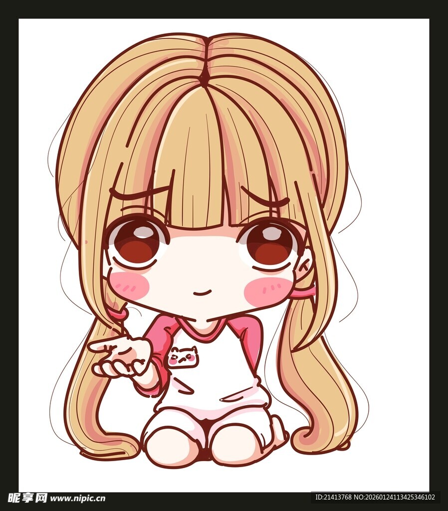 可爱长发卡通女孩形象