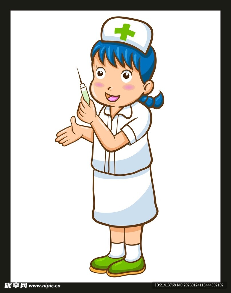 可爱护士手持针筒准备打针