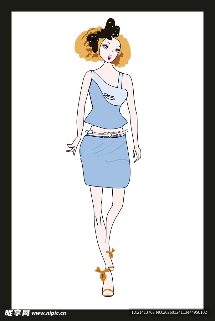时尚女士插画造型展示