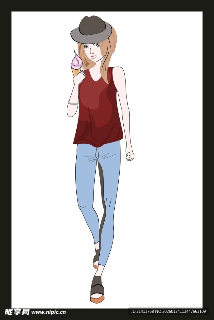 时尚女孩穿搭造型展示