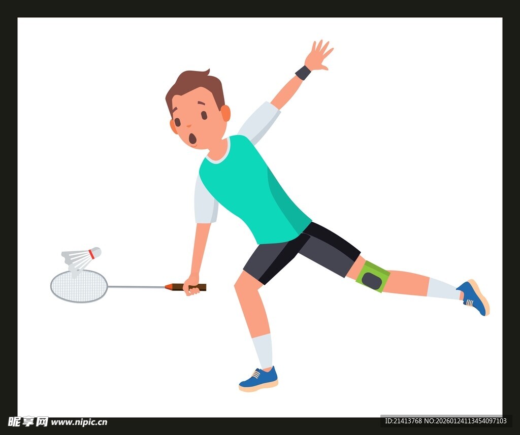 活力少年打羽毛球瞬间