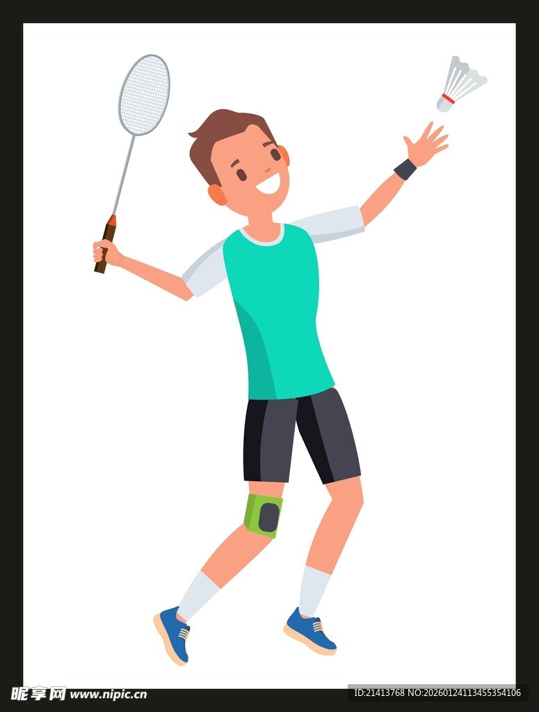 活力少年打羽毛球瞬间