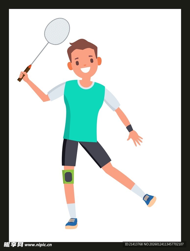 活力少年打羽毛球瞬间