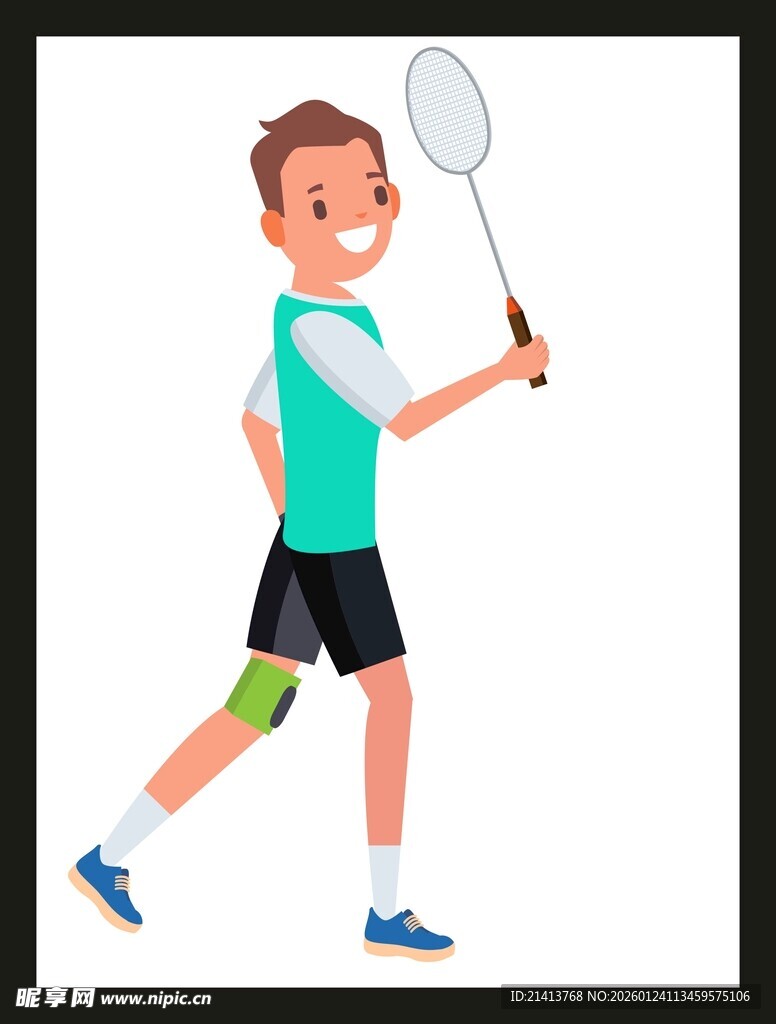 快乐男孩打羽毛球瞬间