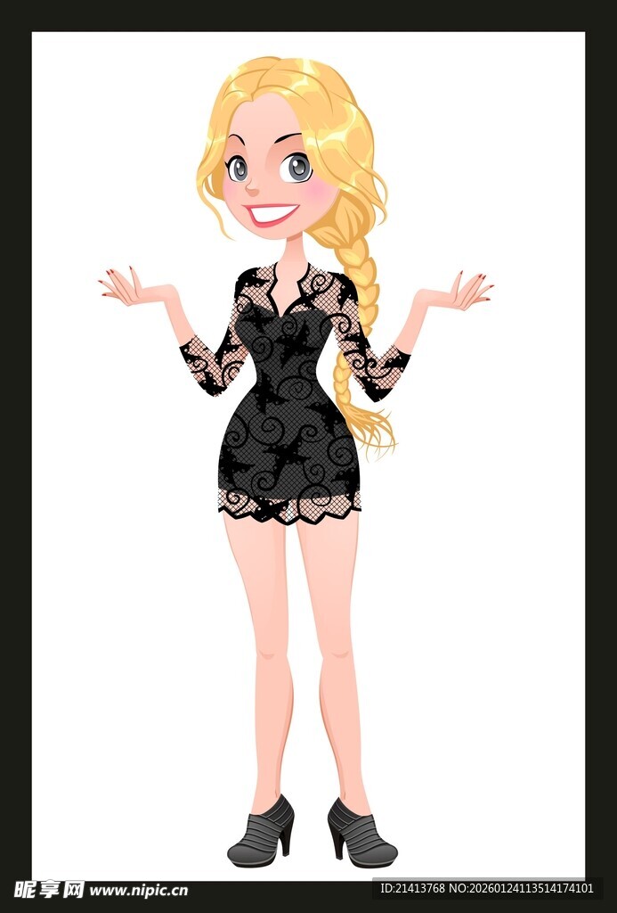 时尚金发女孩展示姿态