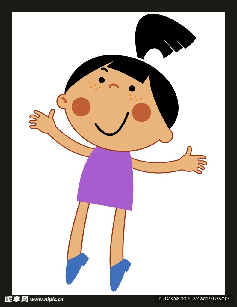 快乐小女孩张开双臂