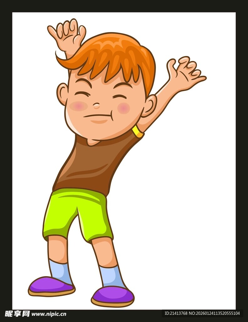 欢呼的红发小男孩