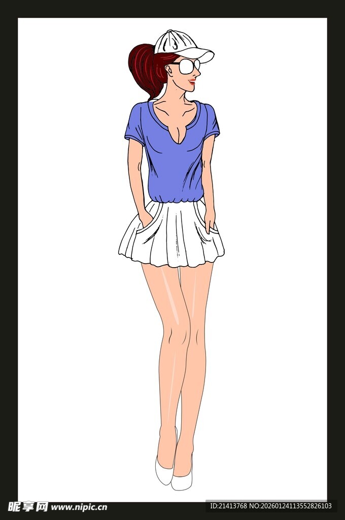 时尚女孩夏日穿搭造型