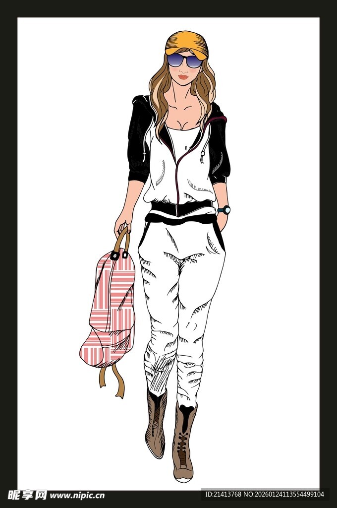 时尚女士休闲出行装扮