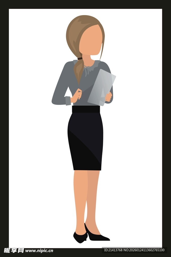 职业女性手持平板形象