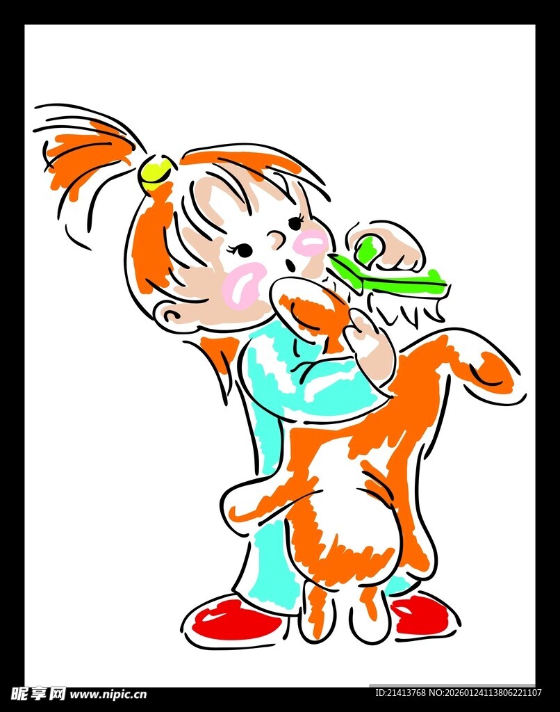 小女孩与猫咪亲密互动